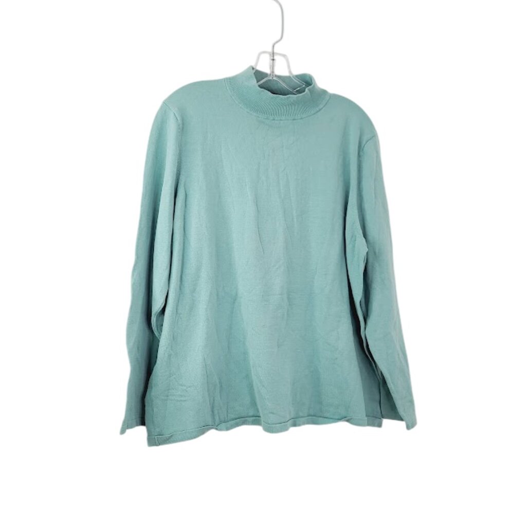 Pendleton Women's Mint Green Long‎ Sleeve Mock Neck Pullover T-Shirt Size 2X